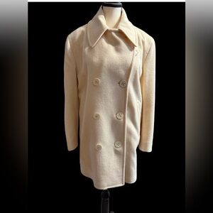 ForstMann by John Weitz cream wool blend double breasted trench coat 1970’s